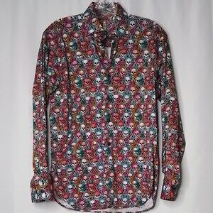 VISCONTI BLACK LIMITED EDITION SKULL MULTI-COLORED LONG SLEEVE SHIRT SIZE S